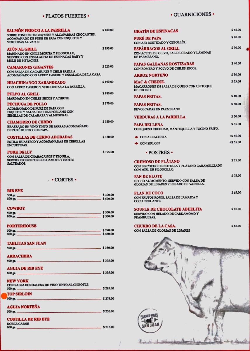 San Juan Grill Menu - Image 1